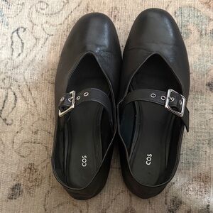 COS Black Leather Flats with Buckle